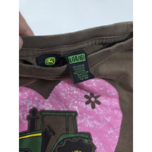 Girls John Deere Big Heart Long Sleeve Camo Shirt Large 14/16 - Picture 4 of 5